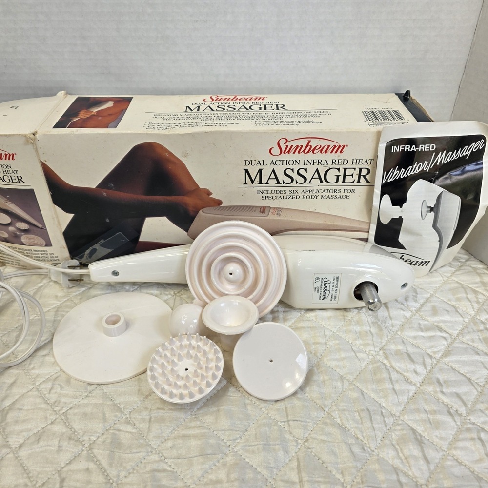 Sunbeam‎ Dual Action Infra Red Heat Massager Model 1856-8 2 Speed 6 Attachments